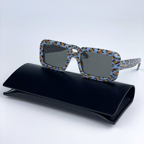 NEW Saint Laurent SL534 SUNRISE 008 Violet Grey Rectangle Unisex Sunglasses